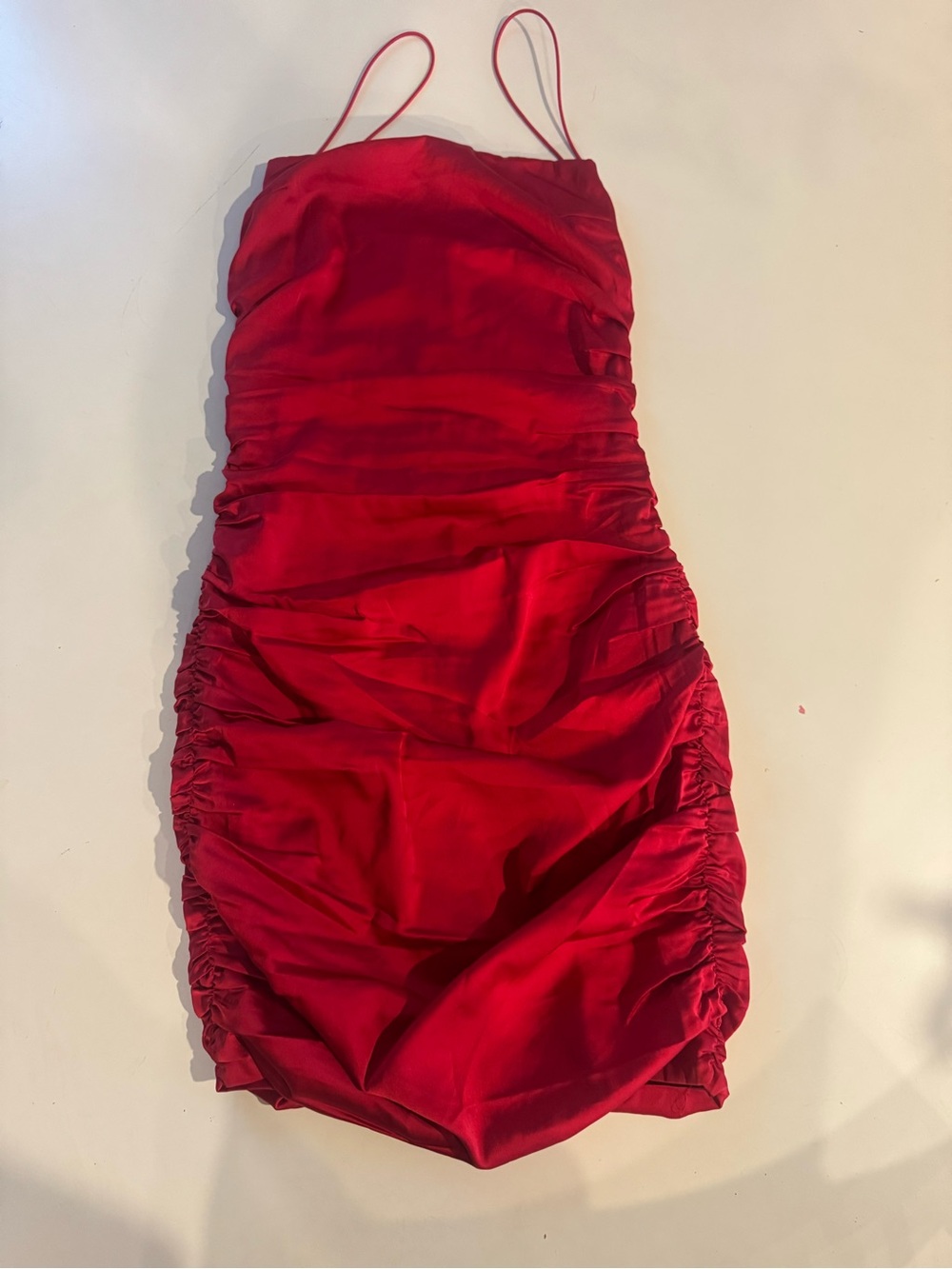 Baby boo Red Satin Ruched Slip Dress